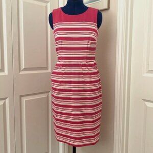 Lands' End Pink and White Sheath Dress - Size 6